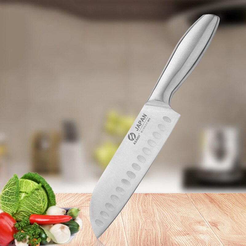 Non Stick Blade Hollow Handle Kitchen Knife 7 inch Santoku Knife 30cr13 Stainless Steeel Kitchen Chef Knives Santoku Japan Knife