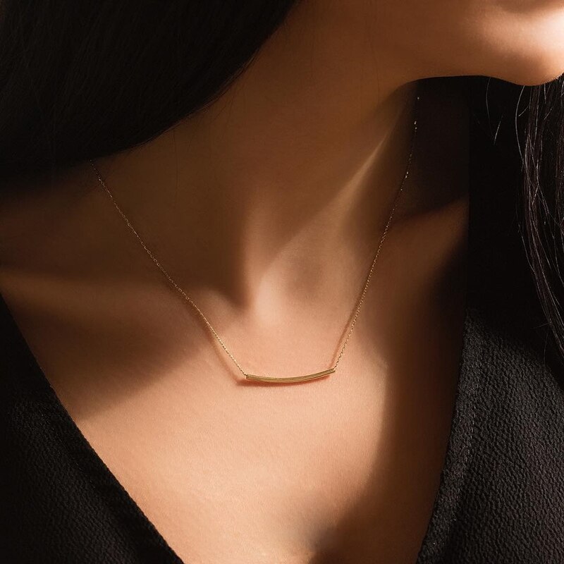 Tube Women Chain Necklace Classic Gold Color Chain Pendant Necklace For Women Jewelry