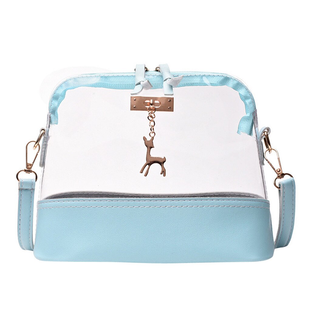 OCARDIAN Bag Women Transparent Fawn Pendant Shell Crossbody Bag Pure color Shoulder Bag handbags Mujer apr5: Blue