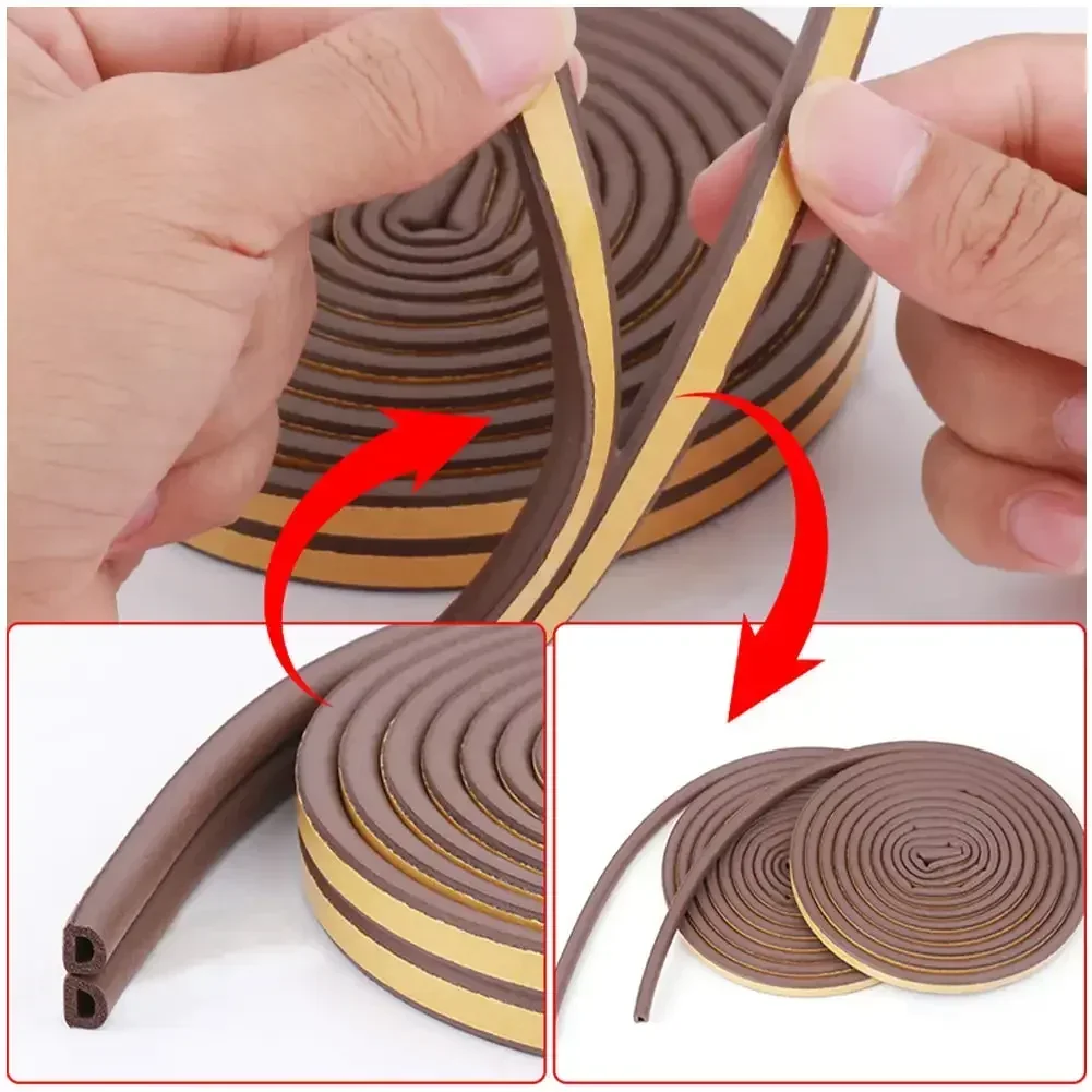 5M/10M Door Window Seal Strip DIEP Self-adhesive Acoustic Foam Sealing Strip Tape Insulation Windproof Rubber Weatherstrip
