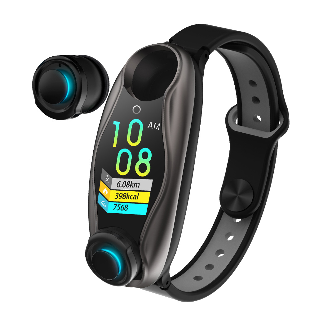 Femperna casque sans fil Double Bluetooth Earub écouteurs réponse appel souffle lumière Fitness bracelet intelligent montre intelligente