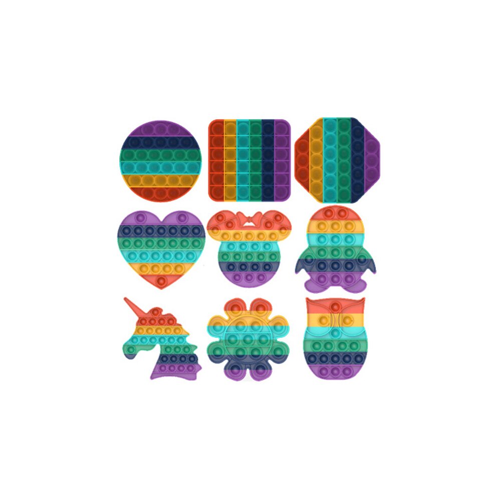 Push Bubble Sensory Fidget Silicone Stress Reliever Squeeze Toy Autism Funny Anti-stress Reliever Rainbow Educational Toys