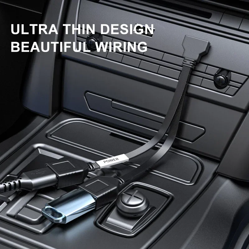 USB Elleboog Computer Verlengsnoer 1 tot 2 65 W Snel Opladen Platte Datakabel 10/20 cm Mobiele Telefoon Auto Expander Carplay Splitter