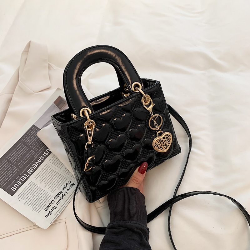 Handtas Dames Luxe Totes Mode Klassieke gewatteerde tas met vierkant handvat Dames Crossbody schoudertassen: Black