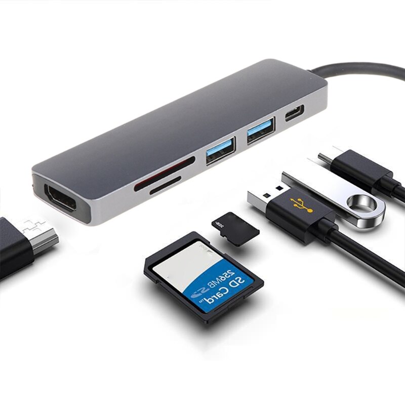 Multifunctionele 6-In-1 Type-C Extension Hub Laptop Computer Randapparatuur Docking Station Usb Adapter Met Pd sd Tf Card Inter