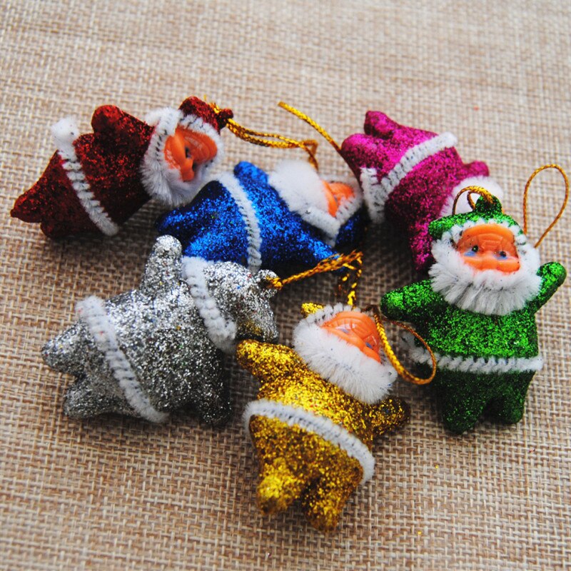 11pcs/set PVC Christmas Decorations Santa Gingerbread Man Pendant Soft Pottery Cookie Pendant Christmas Tree Decorations: 6 pcs