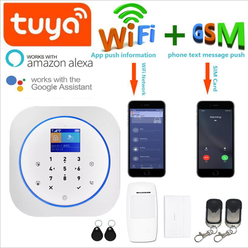 Tuya Smart WIFI D'alarme Antivol GSM Chinois Anglais Espagnol Russe 11 langues