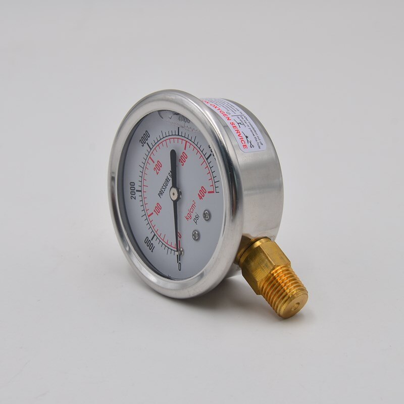 0-5000 PSI Gauge Filled Hydraulic Pressure Liquid