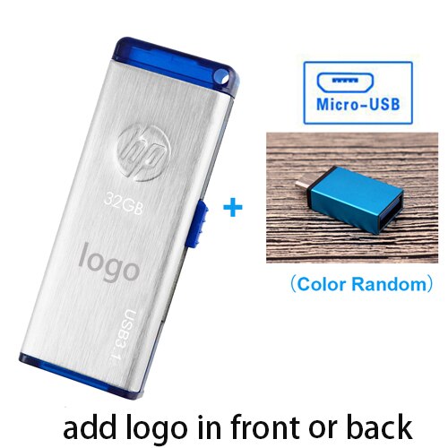 Originale HP X730W USB3.1 Ad Alta Velocità USB Flash Drive antiurto impermeabile 32GB 64GB 128GB 256GB 512GB Pen Drive per Tablet phone: 128GB / Micro usb n logo