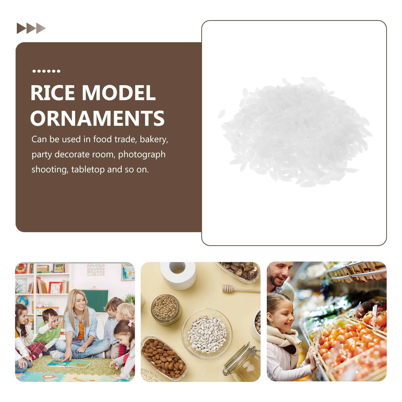 3 Packs of Artificial White Rice Simulated Rice Models Lifelike Rice Props