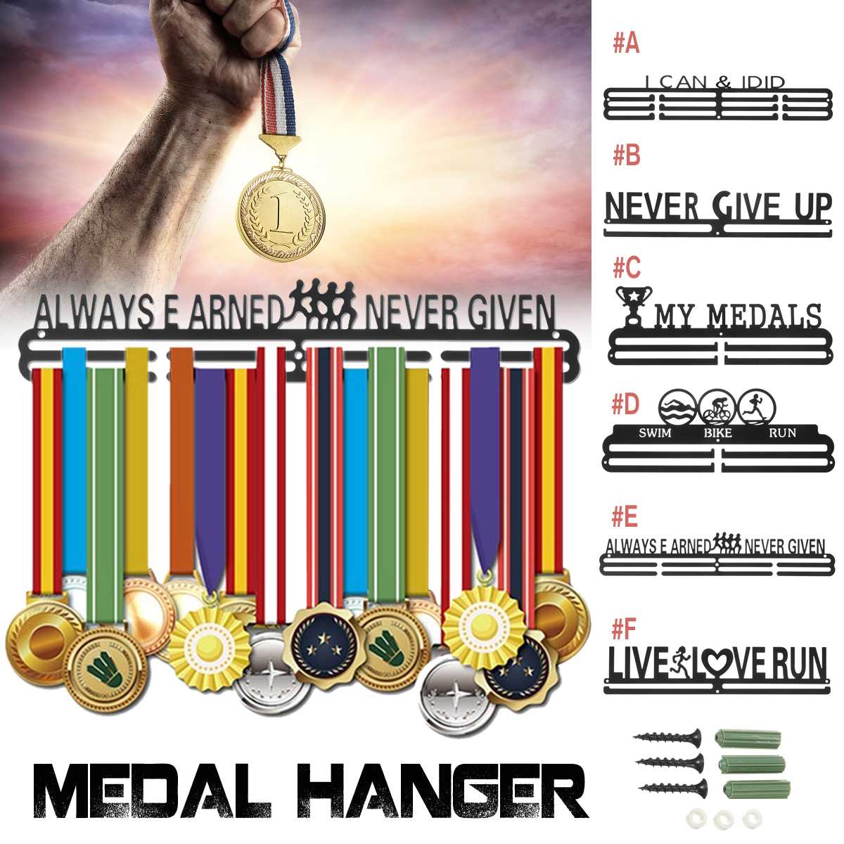 Medal Hanger Holder Display Rack for 30-45 Sport Medal Runner Swim Football Basketball marathons Championship Home Decor