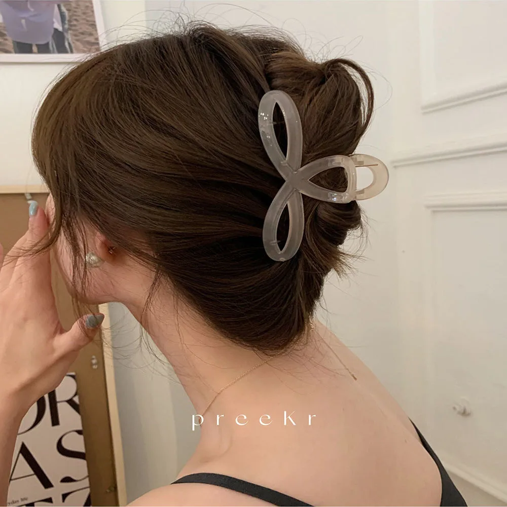 Clip de tiburón con lazo para mujer, Clip para el pelo en la parte posterior de la cabeza, horquillas fijas con cola de caballo Vintage para mujer, horquilla geométrica hueca Simple
