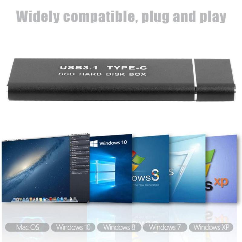 Hard Disk Case SSD USB3.0 USB3.1 Type C to M.2 NGFF External Hard Drive HDD Enclosure Operating System Support Windows xp/Vista