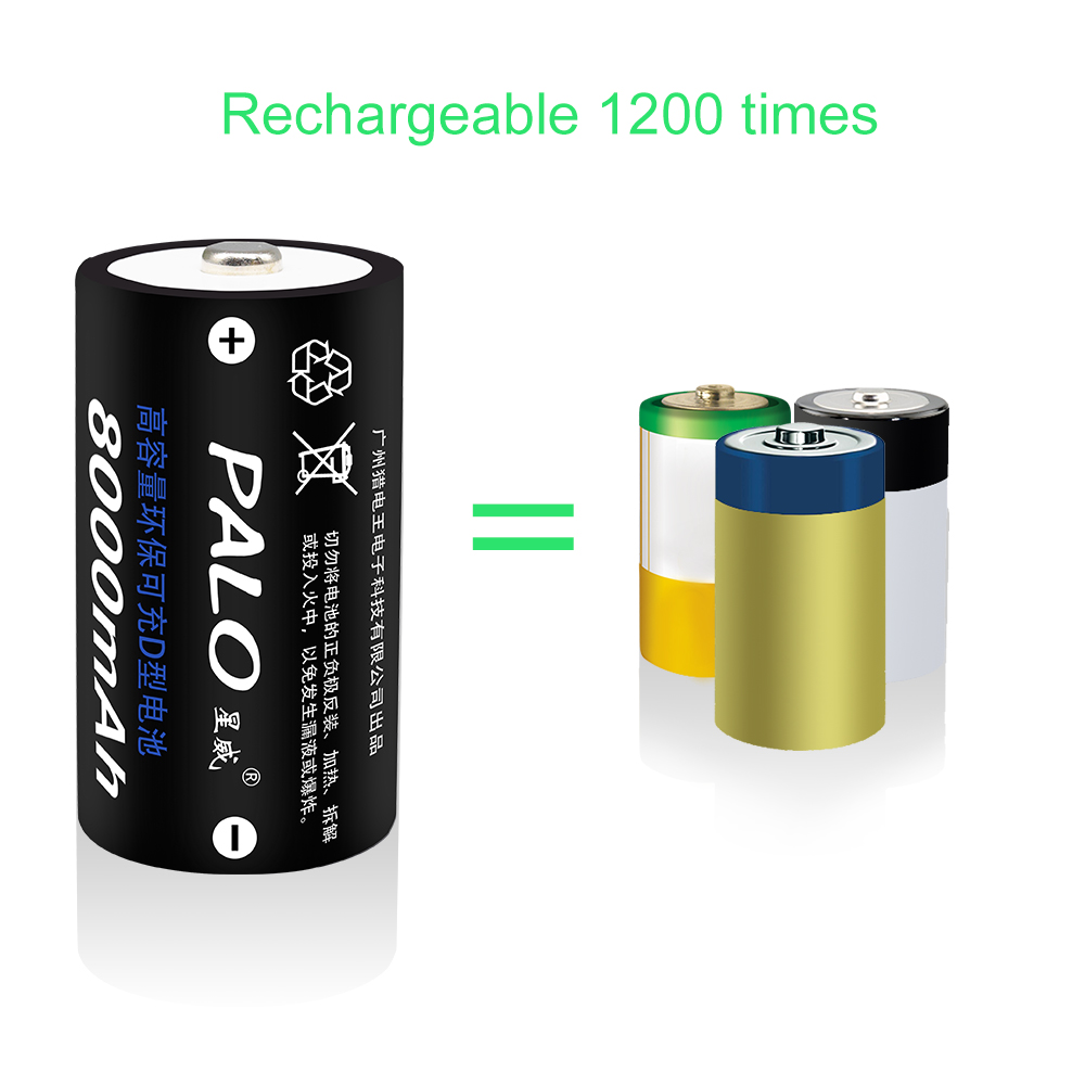 Palo 1.2v d-akku (8000 mah  r20 1.2v -mh) + led-schnellladegerät