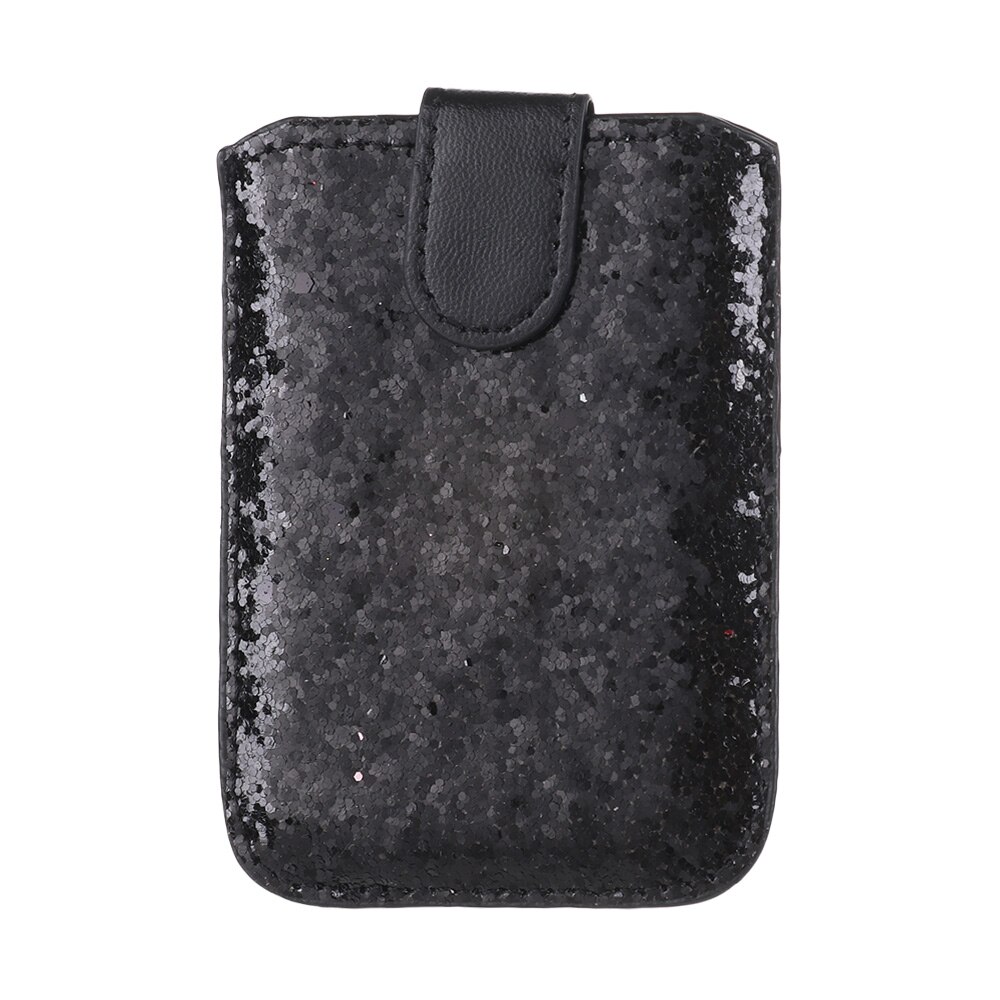 Porte-cartes de crédit à paillettes, blocage RFID, 5 manches de carte, autocollant, étui de portefeuille universel pour téléphone portable, 1 pièce: Black