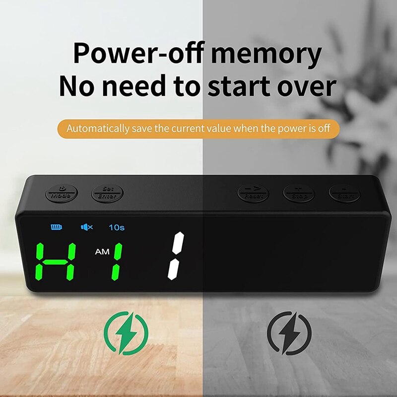 Mini Gym Timer Clock, Magnetic LED Interval Timer, Long Stand-By Battery Powered Gym Wall Clock