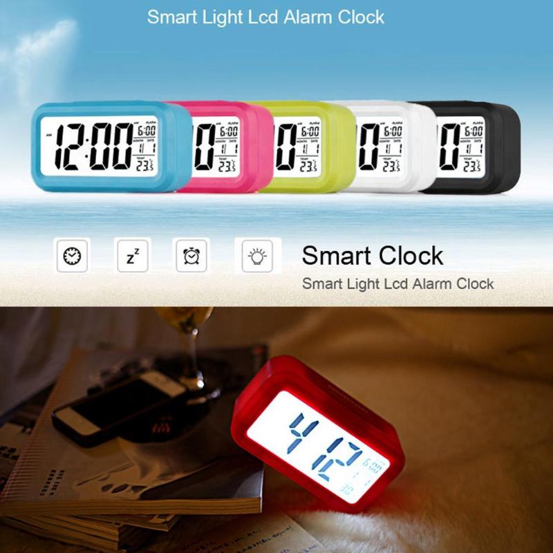 Reloj electrónico Digital LED de mesa, reloj despertador ajustable con brillo, reloj colgante de pared a la con Cable USB, reloj de pared