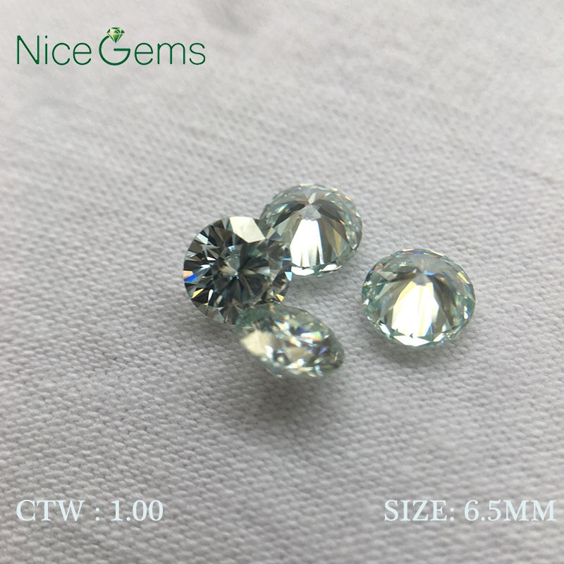 1 karat Runde Ausgezeichnete Cut Moissanite Leichten Blau 6,5mm Moissanites Lose Edelsteine Steine Für Schmuck Brilliant VVS Klarheit