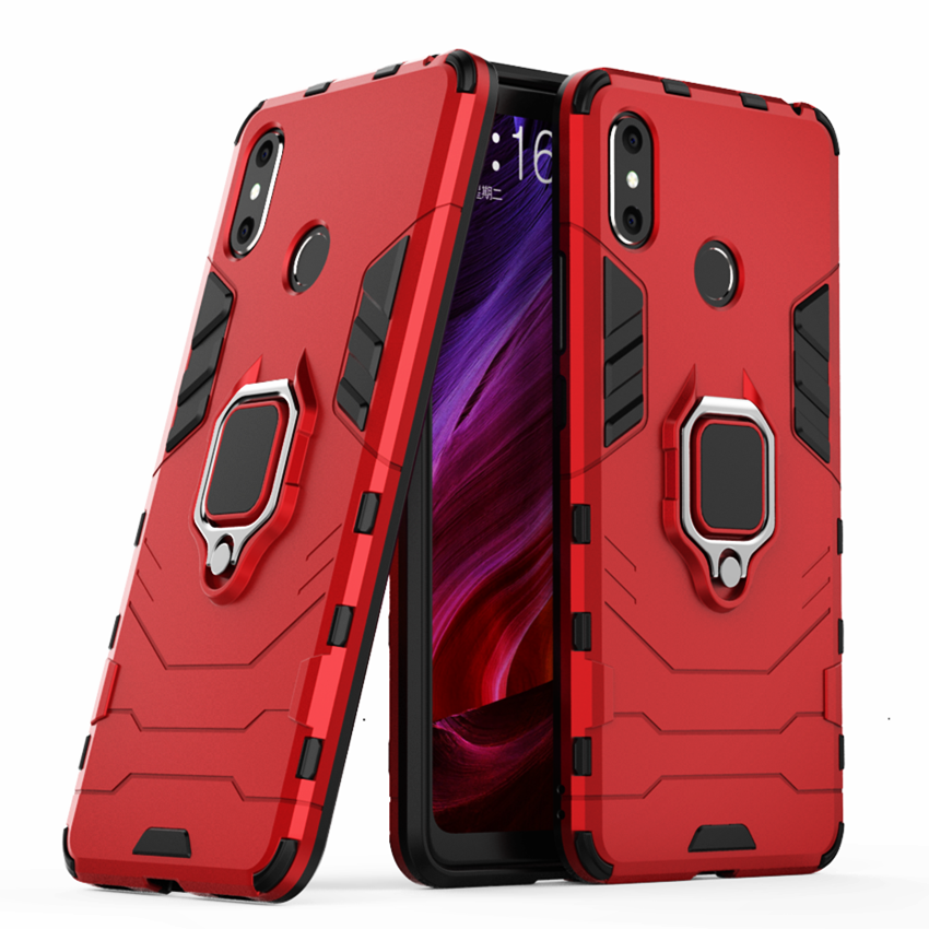 Dla Xiaomi Mi Max 3 Case pierścień odporny na wstrząsy stojak zderzak silikonowy + PC telefon tylna pokrywa dla Xiomi Mi MAX 3 MAX3 MIMax3 Funda Coque