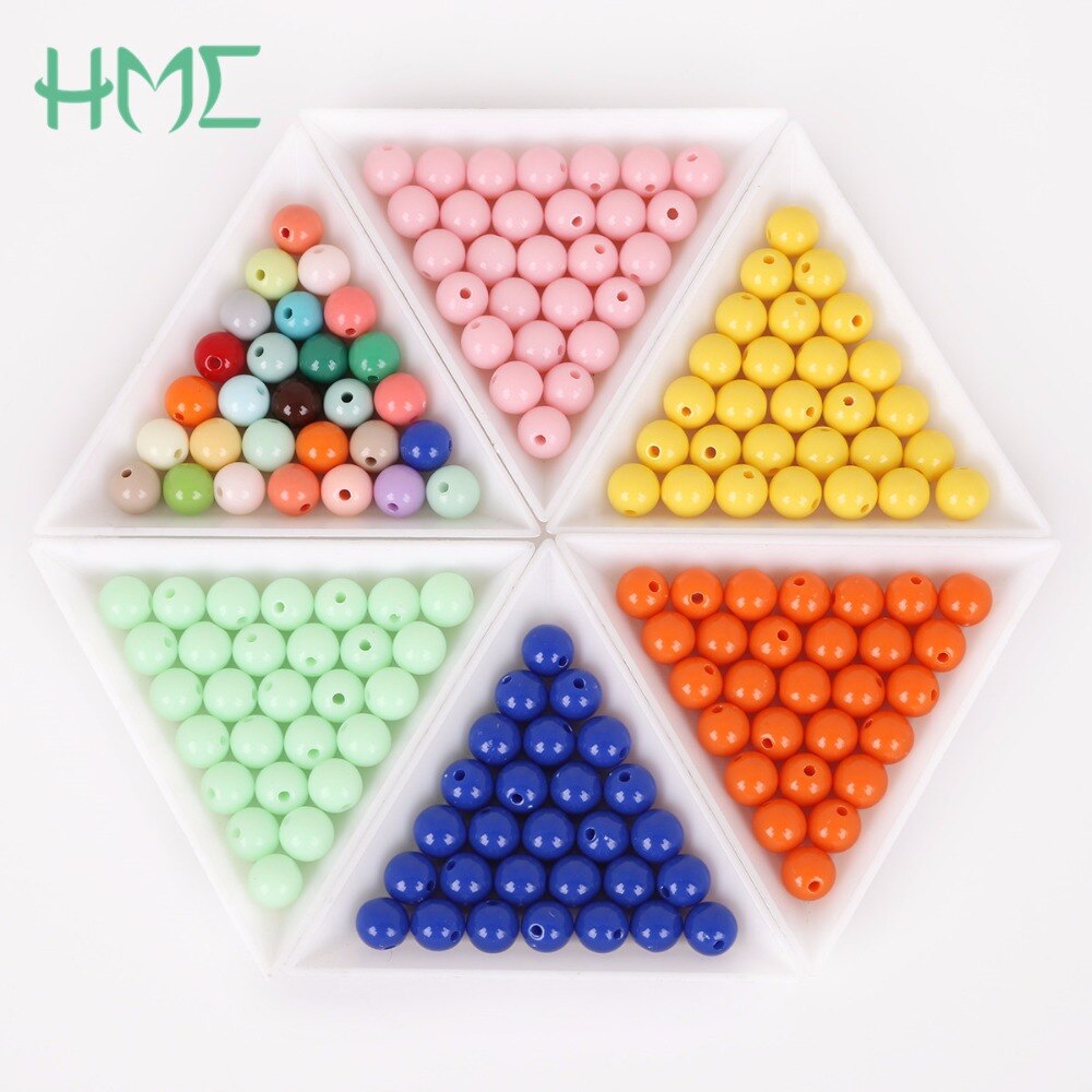 Dia . 8 mm hul ca. 1.8mm 100 stk diy perler skinnende plastik akryl løs afstandsstykke til gør det selv armbånd halskæde 20 farver