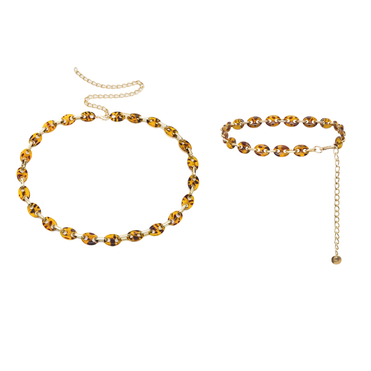 Retro body chain riem dames taille gouden luipaard geometrische elliptische acryl riem