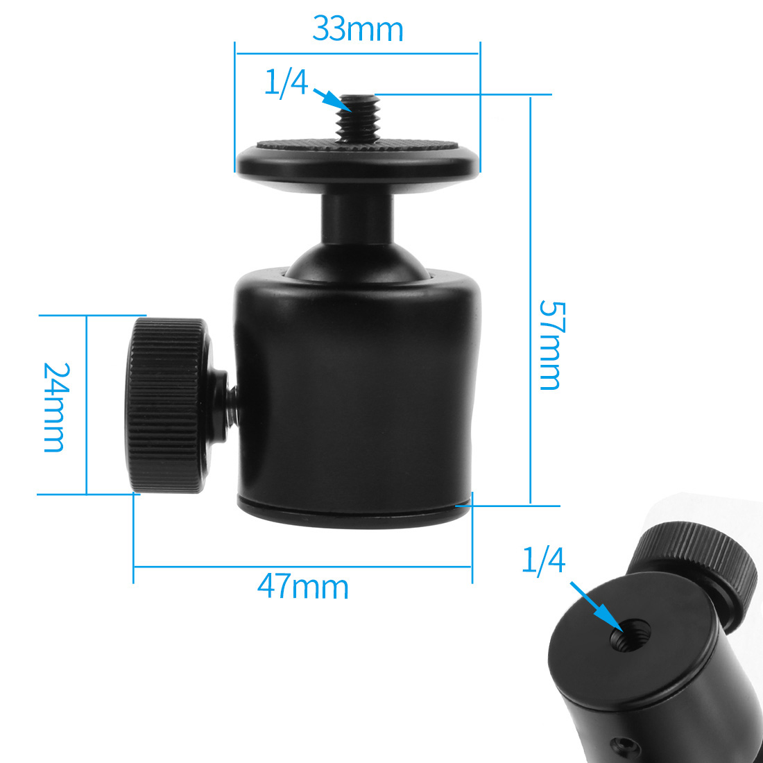 Cold Shoe Mount Mini Ball Head 360 Panoramic Monitor Holder Camera Gimbal 1/4 3/8 for Tripod Speedlite LED Bracket Adapter