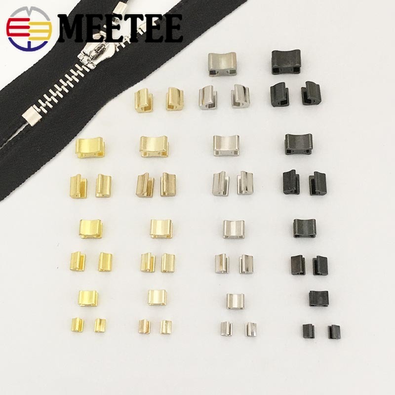 20sets Zipper Stopper Non-slip for 3# 5# 8# 10# Close-end Metal Zippers Zip Repair Kit Replacement DIY Accessories Tailor Tools