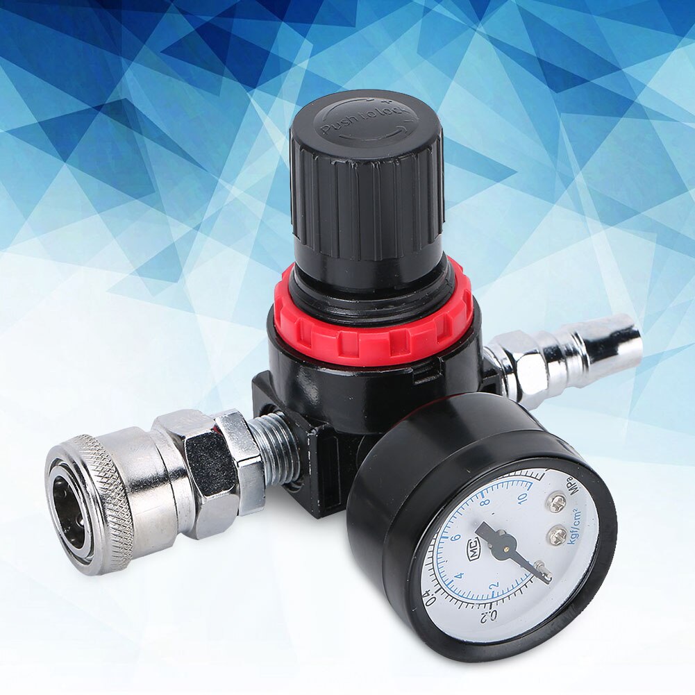 Air Adjusting Valve Regulator With Glass Gauge Adjustment Range 0-145PSI Standard Air Inlet Outlet Fits Almost Any Spray Gun