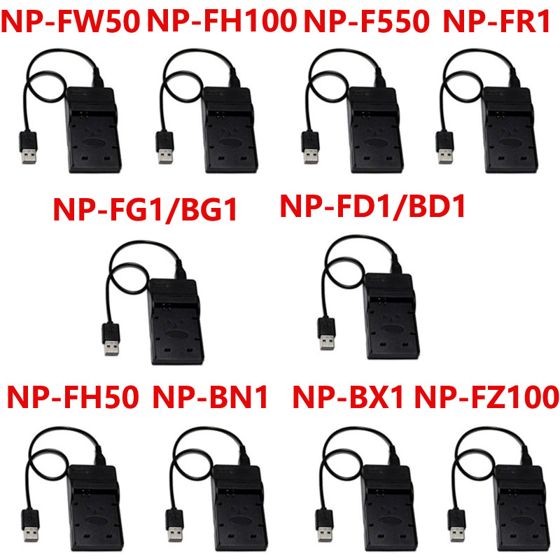 Usb-poort Digitale Camera Batterij Oplader Voor Sony NP-BN1 NP-BX1 NP-F550 NP-FH50 NP-FH100 NP-FR1 NP-FW50 NP-FZ100 NP-BD1 FD1