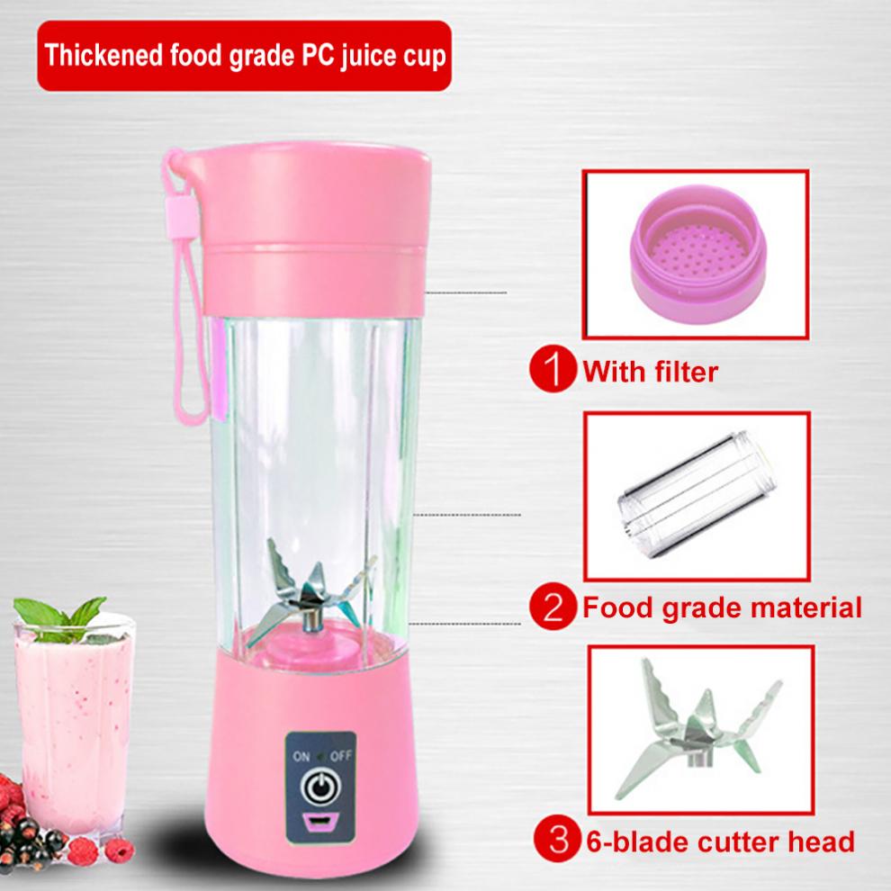 Usb Draagbare Juicer Cup Huishouden Blender Fruit Mengmachine Sap Cup Met Zes Messen Voor Home Office Travel Sport