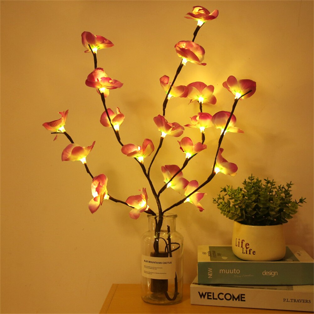 73cm 20 leds diy orkidé gren ljus vas vide kvist blomma gren lampor till jul vardagsrum fe dekorativa