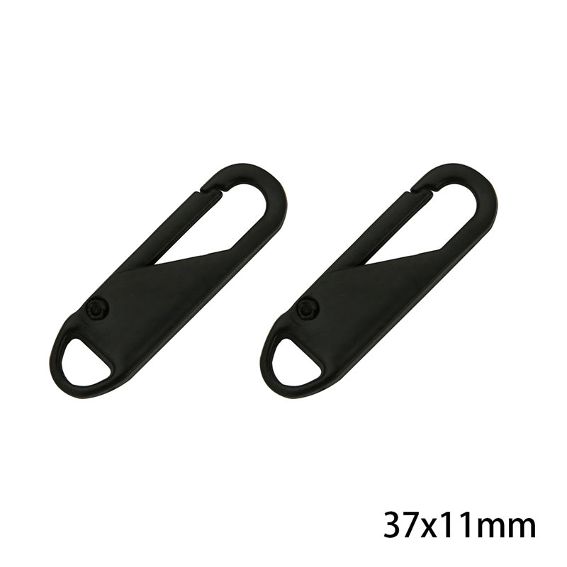 Kit de réparation de fermeture éclair en métal noir, 2 pièces, fermeture éclair éclair, extracteur pour curseur de fermeture éclair, bricolage, couture artisanale: 37x11mm Black 01