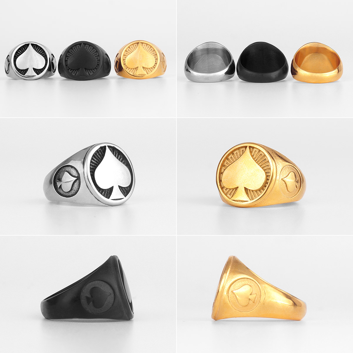 Anillos de acero inoxidable para hombre, sortija de póker de buena suerte, Punk, Hip Hop, joyería única para novio y motociclista, al por mayor