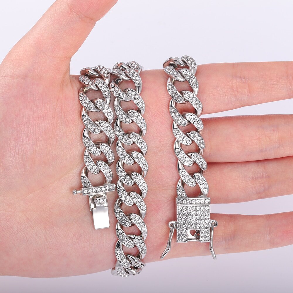 biodro chmiel AAA Bling Miami kubańnarty łańcuch mrożony na zewnątrz męska bransoletka kryształ górski cyrkon betonowa bransoletki z motylem dla mężczyzn biżuteria A +