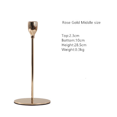 1pcs Luxury Gold Metal Wedding Candle Holders Home Decoration Living Room Decor Party Table Candlestick: middle rose gold