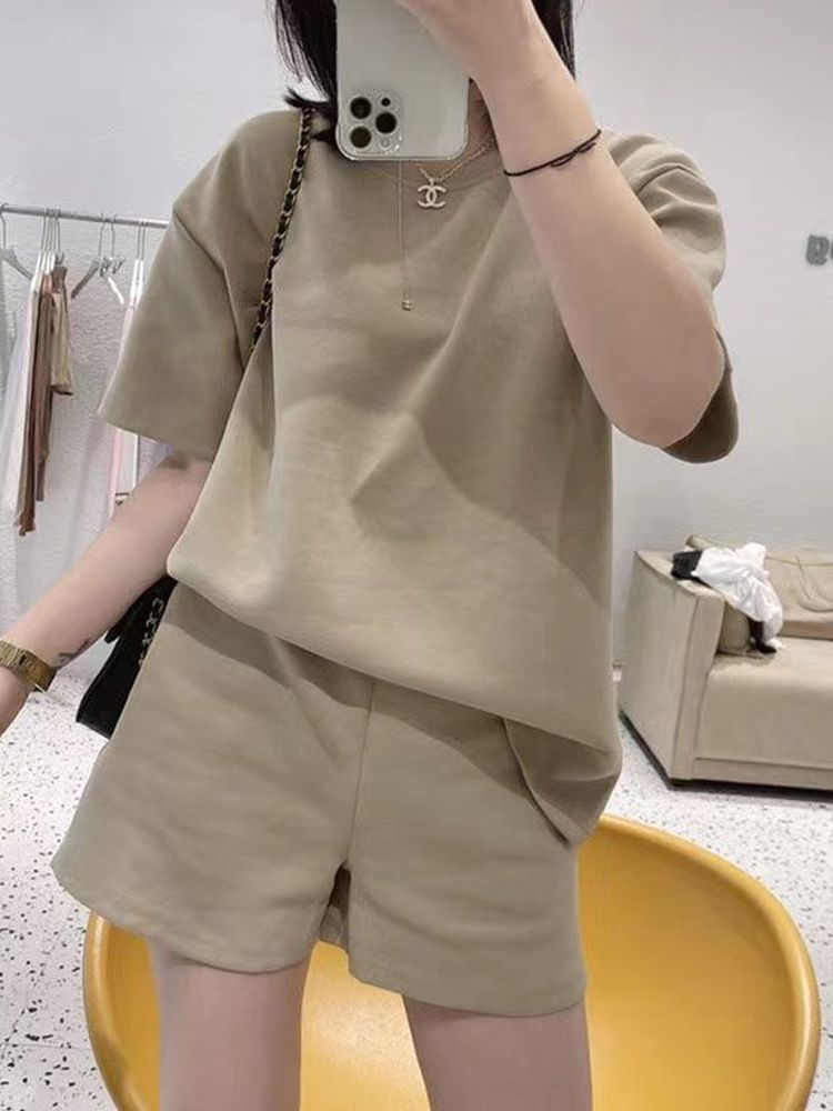 Puku Juzg Vrouwelijke Sport Pak Losse Korte Mouwen Gym T-shirts Running Shorts Tweedelige Joggingpakken Voor Vrouwen 2022 Zomer