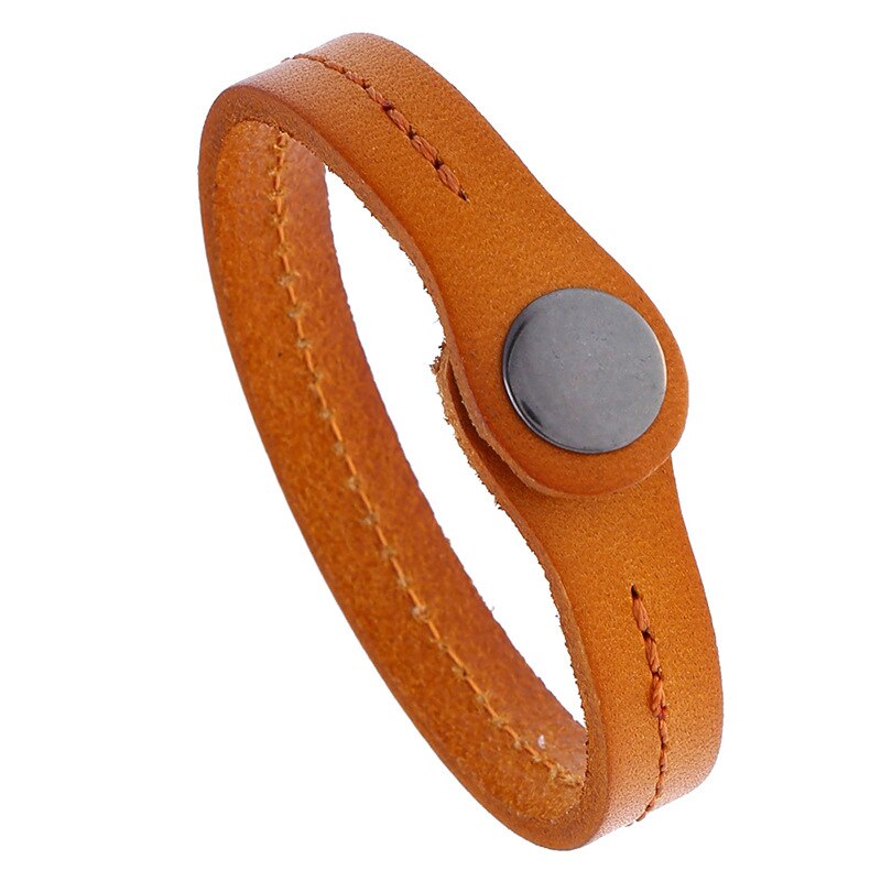 Niuyitid pulseira vintage simples para homens e mulheres, bracelete ajustável de couro, joias estilo punk para homens e mulheres: brown-B