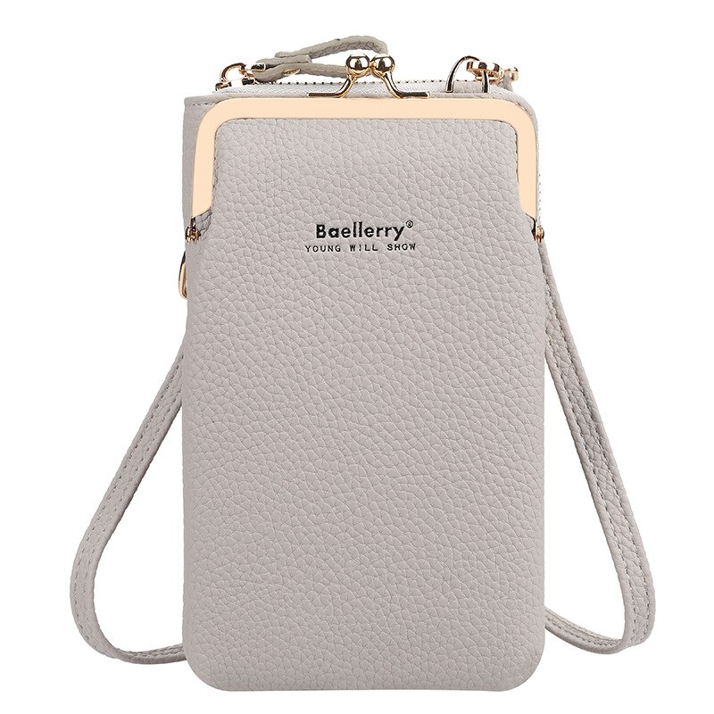 Baellerry Crossbody Bags Women Mini PU Leather Shoulder Messenger Bag For Girls Bolsas Ladies Phone Purse Zipper: Grey