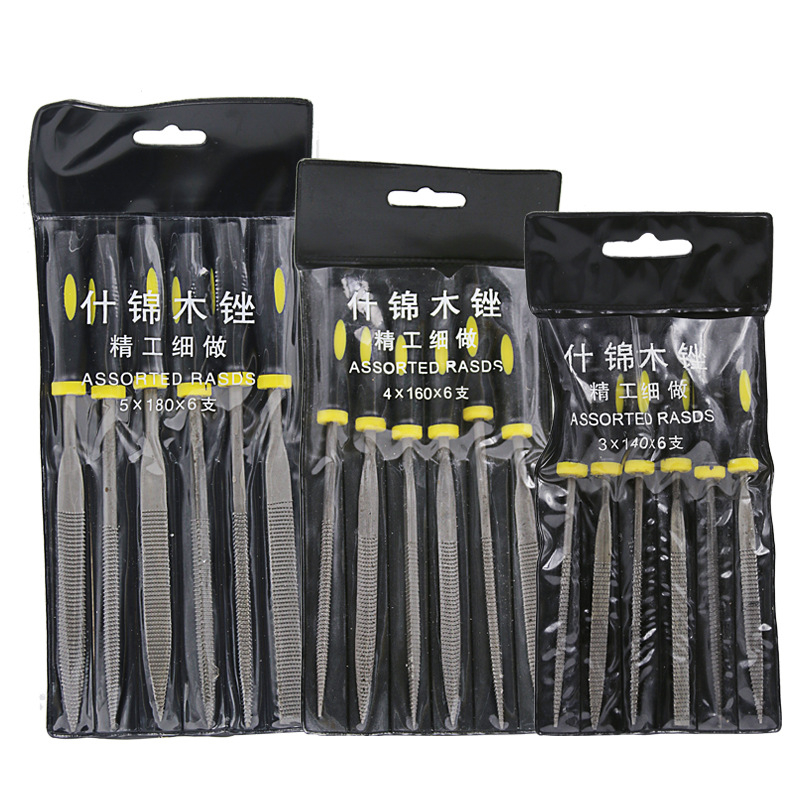 6Pcs Wood Rasp Assorted Files Set Carpentry Filing Tool Woodworking Metal Grinding Tool Rasp 5X180mm 4X160mm 3x140mm