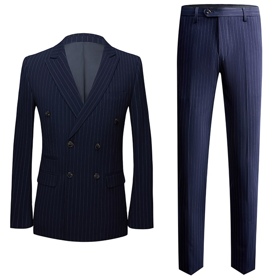 The men's suit. Stripe slim-fitting business casual suit of two pieces. Overalls. The wind of England. dress: XXXL