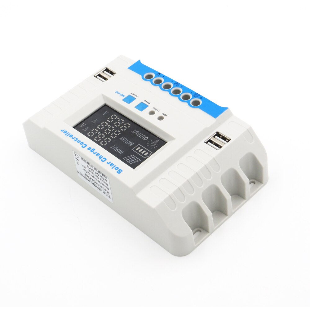 Solar Charge Controller PWM 12V 24V 60A 50A 40A 30A 20A 10A Auto Solar Panel Battery LCD Display Regulator USB two