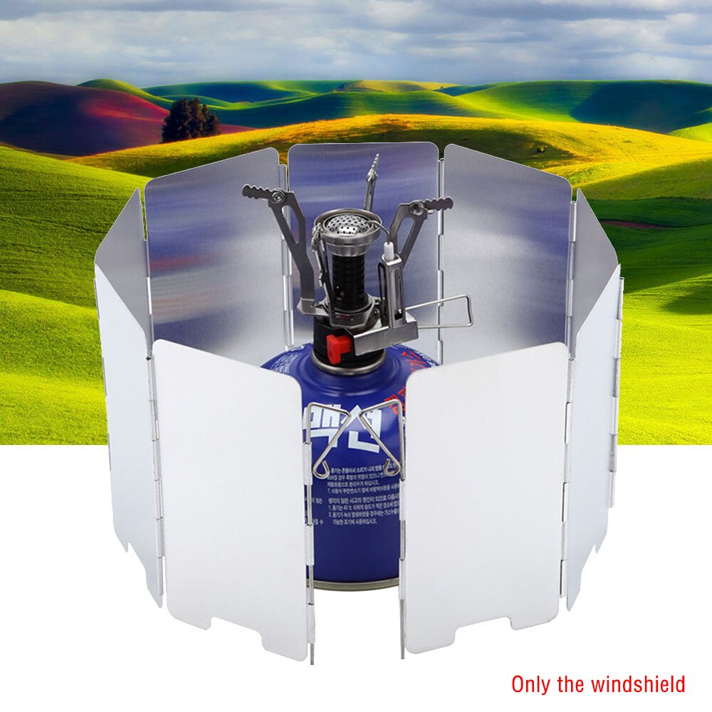 9 Plaat Outdoor Cooking Opvouwbare Kachel Voorruit Gasfornuis Wind Shield Picknick Kookgerei Aluminium Windscherm Apparatuur
