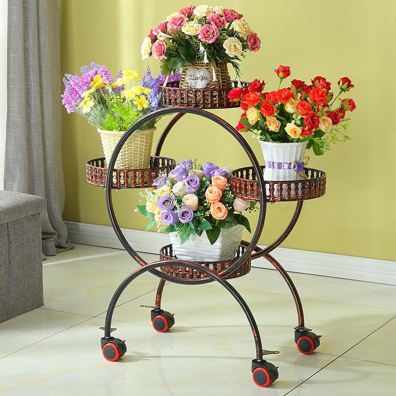 Żelazny stojak na kwiaty wielowarstwowy kwiat półka kryty przestrzeni miejsca zielony rozwalać się balkon stojak robić salonu z kołem wieszak na garnki: model   5
