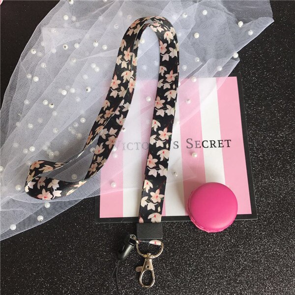 Lanyard for Keys flower lanyard for iphone 7 Samsung Phones MP3 USB Flash Drives Keys Keychains ID Name Tag Badge Holders: white flower