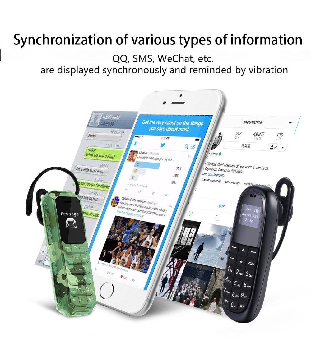 Mini Pocket Mobiele Telefoon Aeku KK1 KK2 0.66Inch Draadloze Bluetooth Dialer Kleinste Mobiele Telefoon Magic Voice Russische Toetsenbord