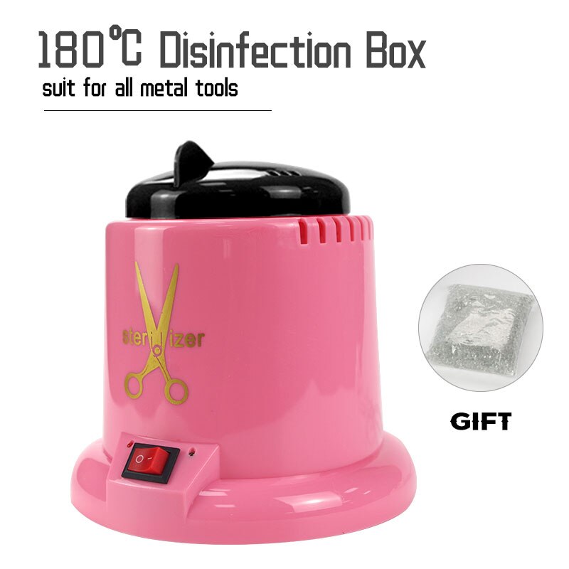 Boîte de désinfection d'alcool pour manucure stérilisateur ongles boîte ongles limes équipement de stérilisation stérilisateur à chaleur sèche pour ongles: Pink Sterilizer