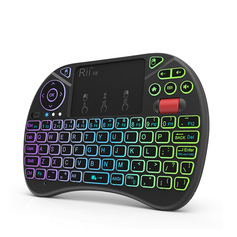 Mini keyboard Rii X8 2.4GHz Wireless keyboard with Touchpad Backlit for PC/Android TV box/IPad: Khaki