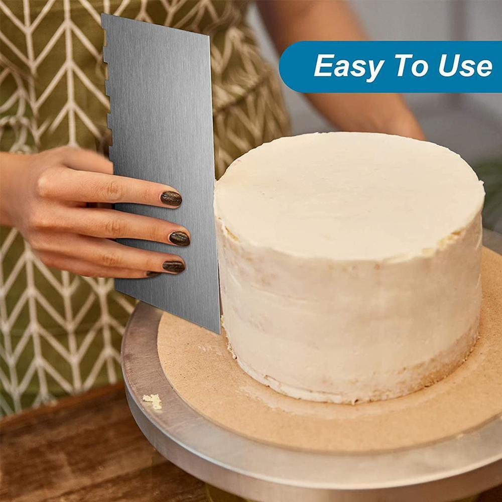Streifen Stahl Schaber Schaber Kuchen Spatel Backform Backen Gute Glättung Zubehör Werkzeug Creme Küche B3H2