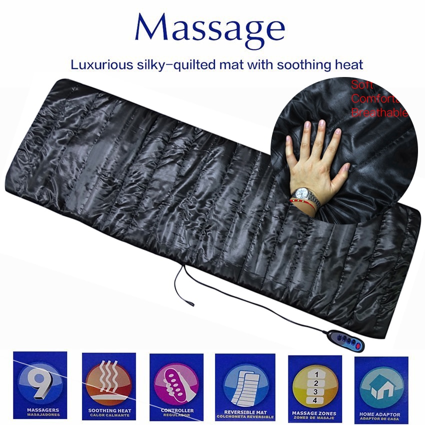 Back Massage Vibrating Mat with Heat Full Body Shiatsu Neck Massager - Warming Bed Vibrating Pad Cushion Relieves Shoulder Pain