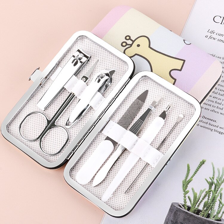 7 PCS Nail Clippers Kit Stainless Steel Compact Portable Complete Multi-purpose Nail Cutter Scissor Manicure Pedicure Tool
